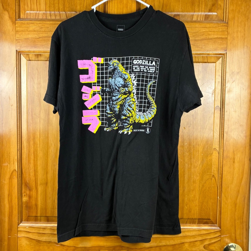 Godzilla King of the Monsters Graphic T-Shirt Mens L Black Retro Toho Nerd Core